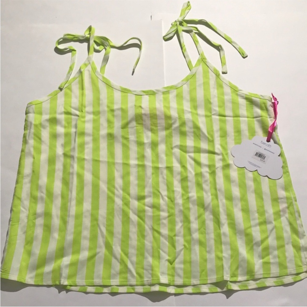 Ban.do Leisure Club striped tank top sleepwear pajamas green medium NEW